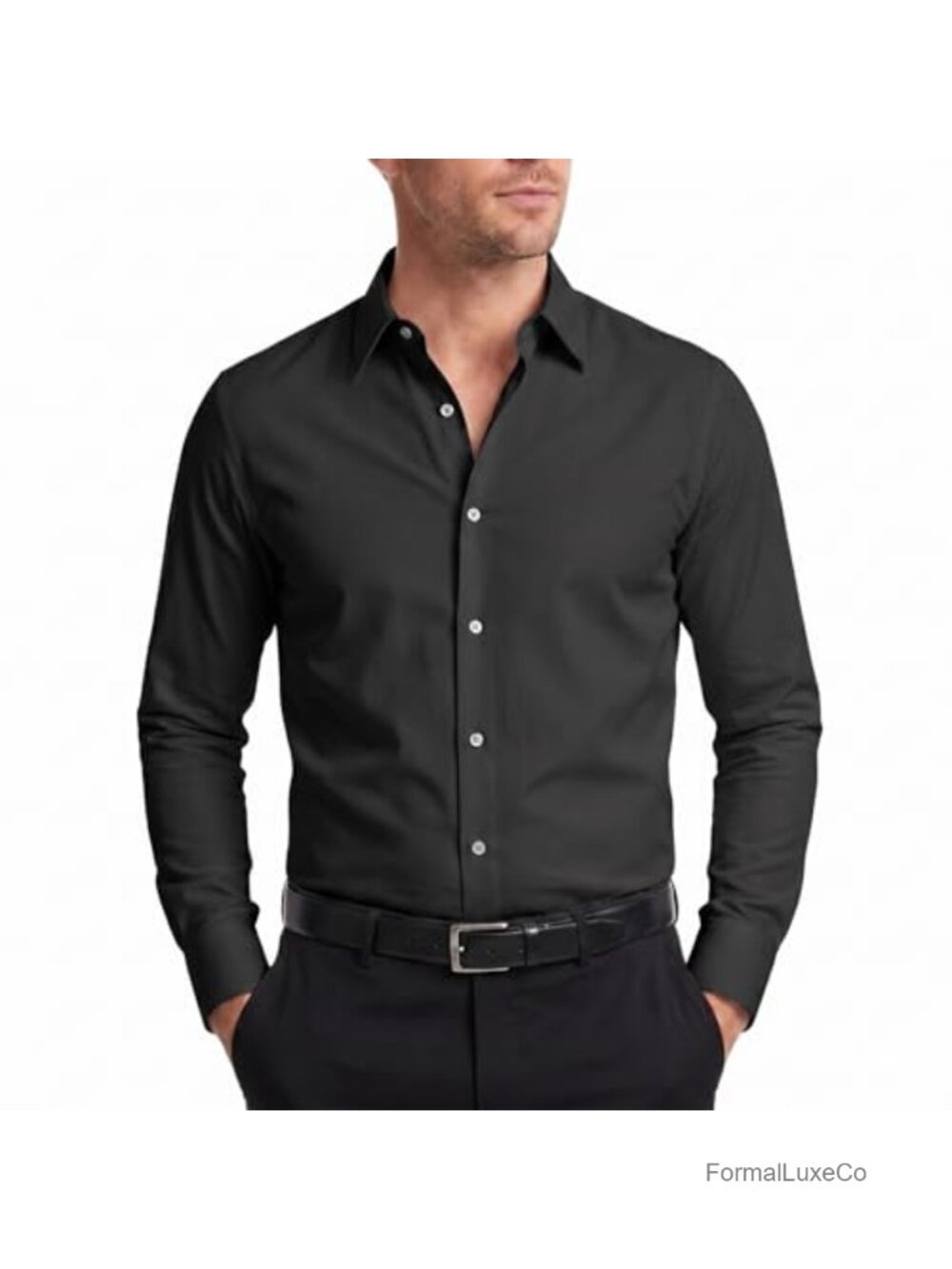 Men's Wrinkle-Free Stretch Dress Shirt Regular Fit Long Sleeve Button Up